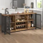 Home Bar Cabinet with Wine Rack, Rustic Brown_05