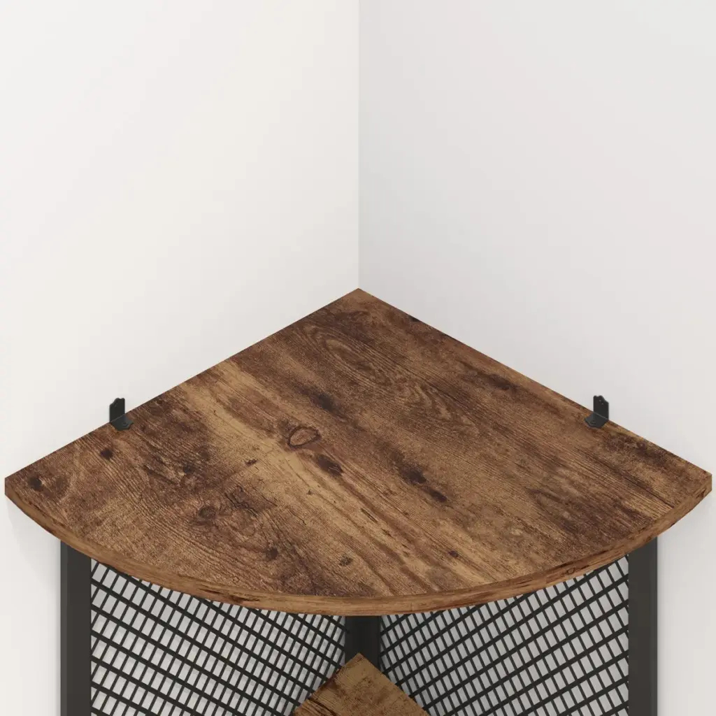 Corner Bar Cabinet with Adjustble Shelf Storage, Rustic Brown_05