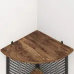 Corner Bar Cabinet with Adjustble Shelf Storage, Rustic Brown_05