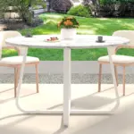 Round Dining Table for 4 to 6 People, White Faux Marble, 42.13 Inch 05