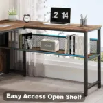 L Shaped Desk with File Cabinets, Rustic Brown_05