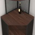 Corner Bar Cabinet with Adjustble Shelf Storage, Walnut_05