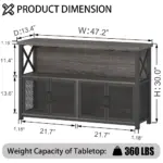 Coffee Bar Cabinet for Liquor and Glasses, Dark Gray Oak_06