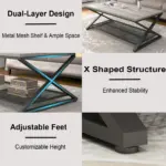 X Shaped Leg 2 Tier Coffee Table, Light Grey Oak, 47 Inch_06