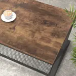 X Shaped Leg 2 Tier Coffee Table, Rustic Brown, 47 Inch_06