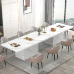 White Faux Marble Dining Table for 6-8, 70.87 Inch 005