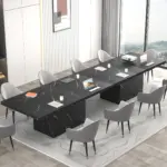 Black Faux Marble Dining Table for 6-8, 70.87 Inch 03