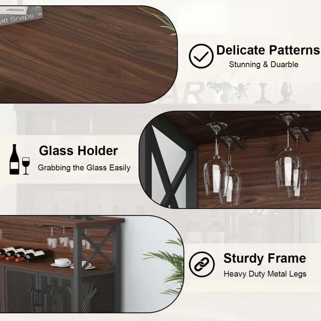Coffee Bar Cabinet for Liquor and Glasses, Walnut_05