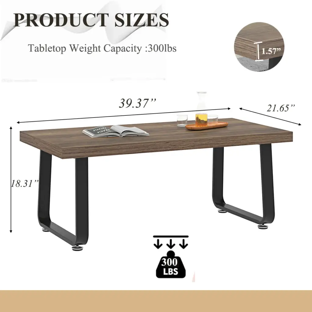 Minimalist Coffee Table, Rustic Oak, 39 Inch_06