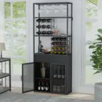 Tall Bar Cabinet with Drawer, Black Oak_06