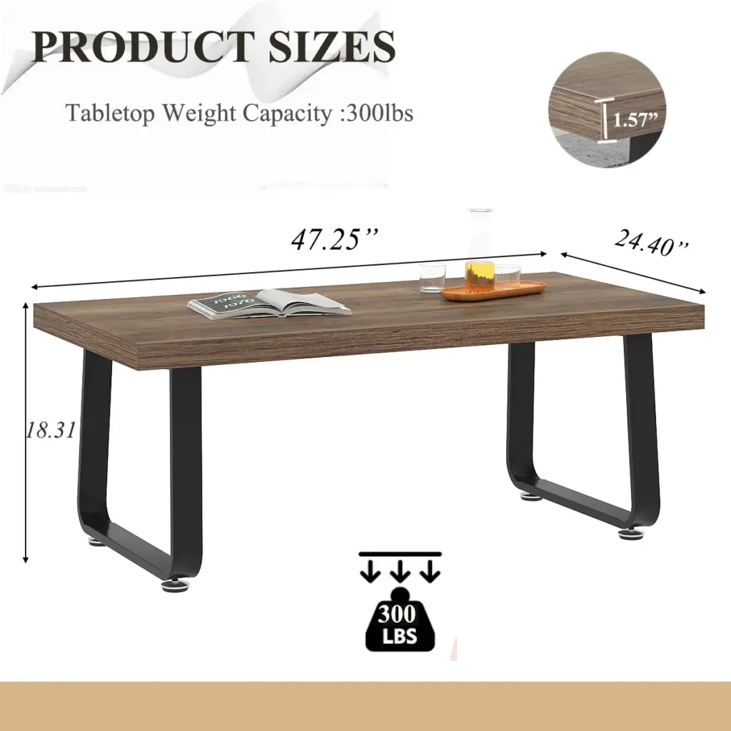 Minimalist Coffee Table, Rustic Oak, 47 Inch_06