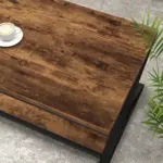 X Shaped Leg Coffee Table with Shelf, Rustic Brown, 47 Inch_06