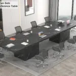 T-Shaped Black Faux Marble Dining Table, 78.74 Inch 01.C