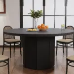 Round Dining Table with Octagon Base, Black Oak, 47.0 Inch 03
