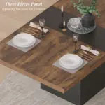 70.87 Inch Dining Table for 4-8, Rustic Brown and Black Oak 02