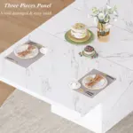 T-Shaped White Faux Marble Dining Table, 78.74 Inch 06