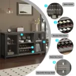 Home Bar Cabinet with Wine Rack, Light Grey Oak_06