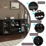 Home Bar Cabinet with Wine Rack, Black Oak_06