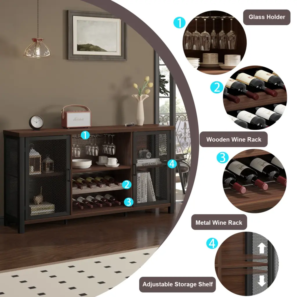 Home Bar Cabinet with Wine Rack, Walnut_06