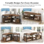 Corner Storage Bench with Shelf, Rustic Brow 02