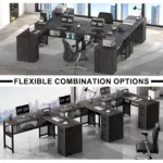 L Shaped Desk with File Cabinets, Dark Gray Oak_06