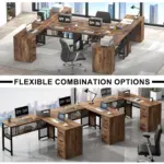 L Shaped Desk with File Cabinets, Rustic Brown_06