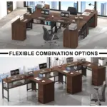 L Shaped Desk with File Cabinets, Walnut_05