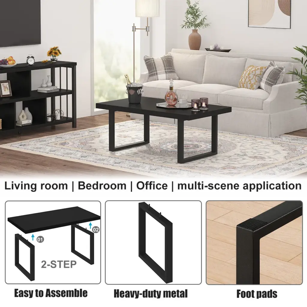 Industrial Coffee Table, Black Oak, 39 Inch_06