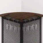 Corner Bar Cabinet with Adjustble Shelf Storage, Walnut_06