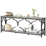 70.9 Inch Sofa Table with Storage shelves, Light Grey Oak_06