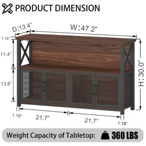 Coffee Bar Cabinet for Liquor and Glasses, Walnut_06