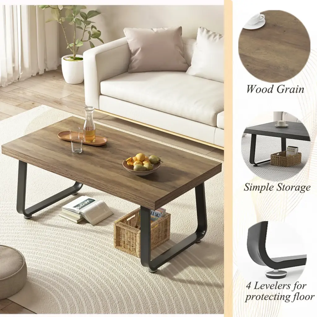 Minimalist Coffee Table, Rustic Oak, 39 Inch_07
