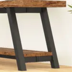Industrial Wood Bench, Rustic Brown 03