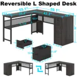 L Shaped Desk with File Cabinets, Dark Gray Oak_07