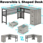 L Shaped Desk with File Cabinets, Light Grey Oak_06