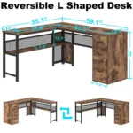 L Shaped Desk with File Cabinets, Rustic Brown_07