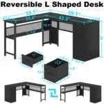 L Shaped Desk with File Cabinets, Black Oak_06