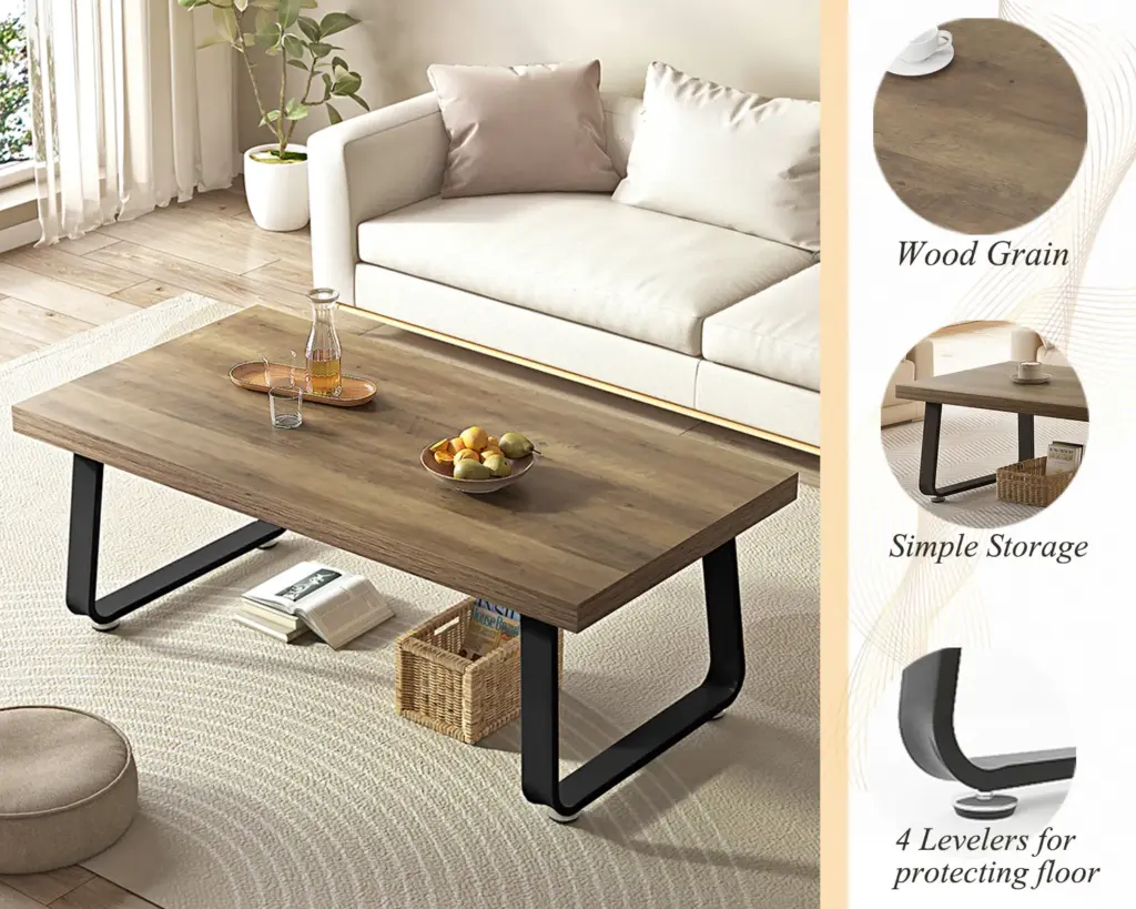 Minimalist Coffee Table, Rustic Oak, 47 Inch_07