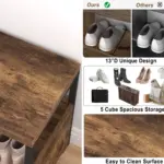 Corner Storage Bench with Shelf, Rustic Brow 03