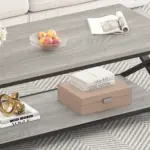 X Shaped Leg Coffee Table with Shelf, Light Grey Oak, 47 Inch_07
