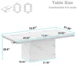 White Faux Marble Dining Table for 6-8, 70.87 Inch 006