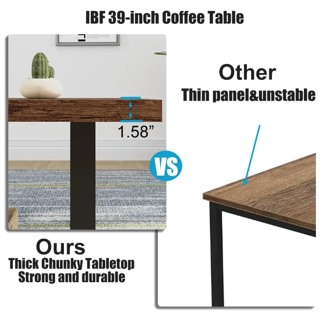 Industrial Coffee Table, Rustic Brown, 39 Inch_07