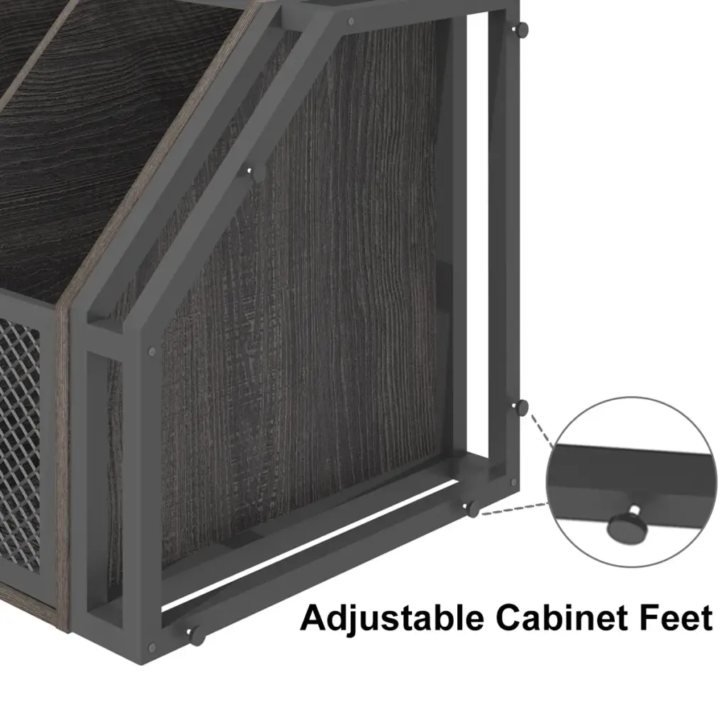 Corner Bar Cabinet with Adjustble Shelf Storage, Dark Gray Oak_06