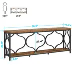 70.9 Inch Sofa Table with Storage shelves, Rustic Brown_08