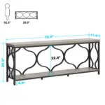 70.9 Inch Sofa Table with Storage shelves, Light Grey Oak_07