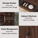 70.86” Wine Cabinet with Fridge Space, Walnut_07