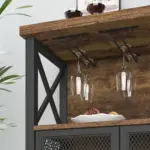 Coffee Bar Cabinet for Liquor and Glasses, Rustic Brown_08