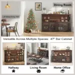 Coffee Bar Cabinet for Liquor and Glasses, Walnut_07