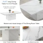 White Faux Marble Dining Table for 6-8, 70.87 Inch 007