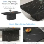 Black Faux Marble Dining Table for 6-8, 70.87 Inch 05